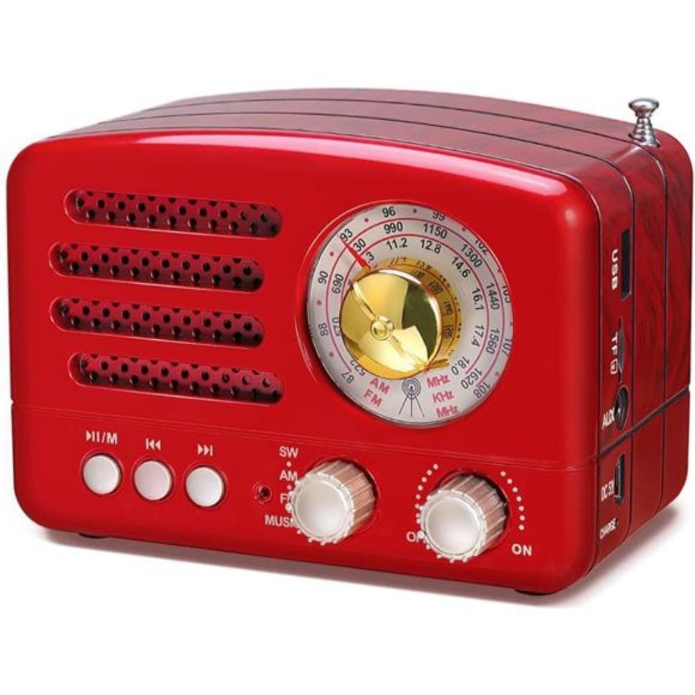 Small Retro Vintage Radio with Bluetooth, Portable Transistor Radio AM FM